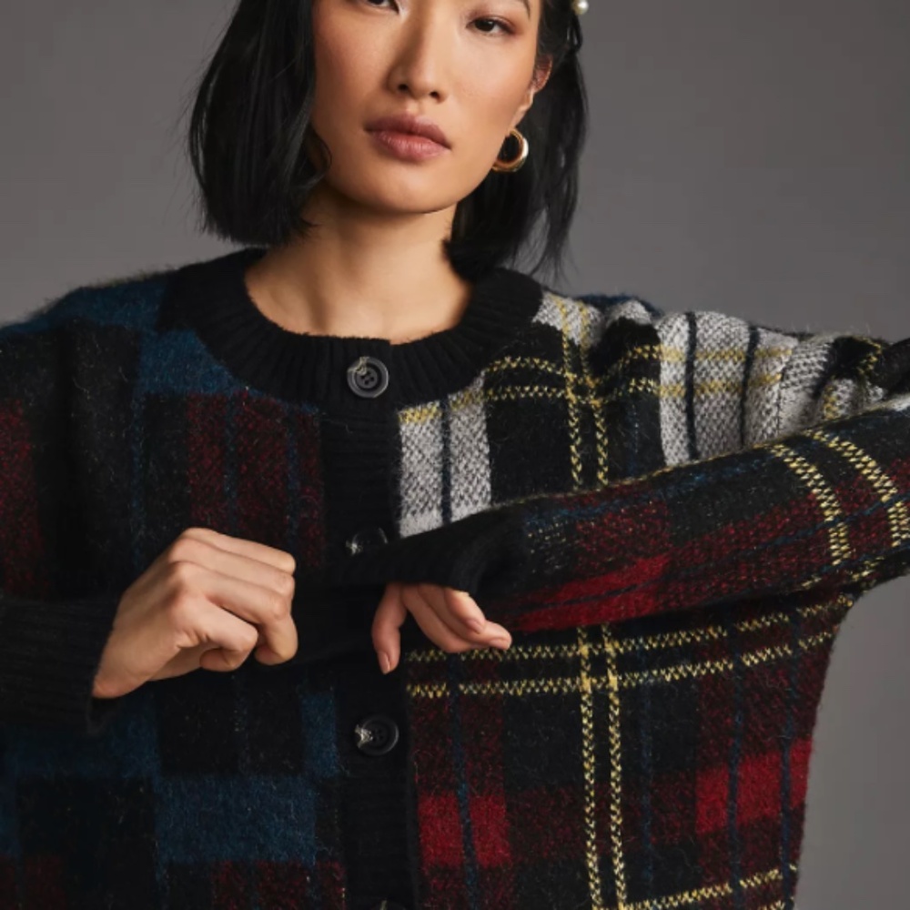 RD Style Plaid Cardigan Sweater